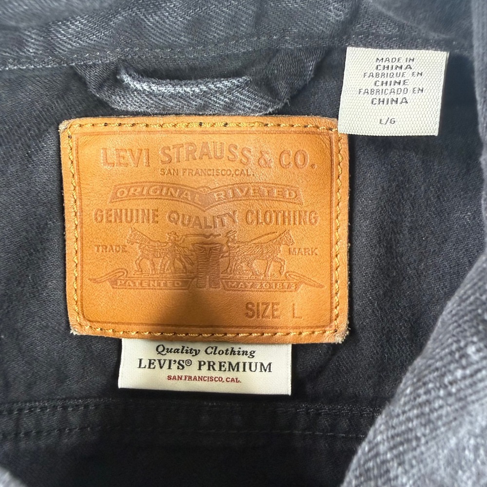 Levis Premium Vest Mens Large Black Trucker Big E Sleeveless Type 3 Jacket - Picture 6 of 10